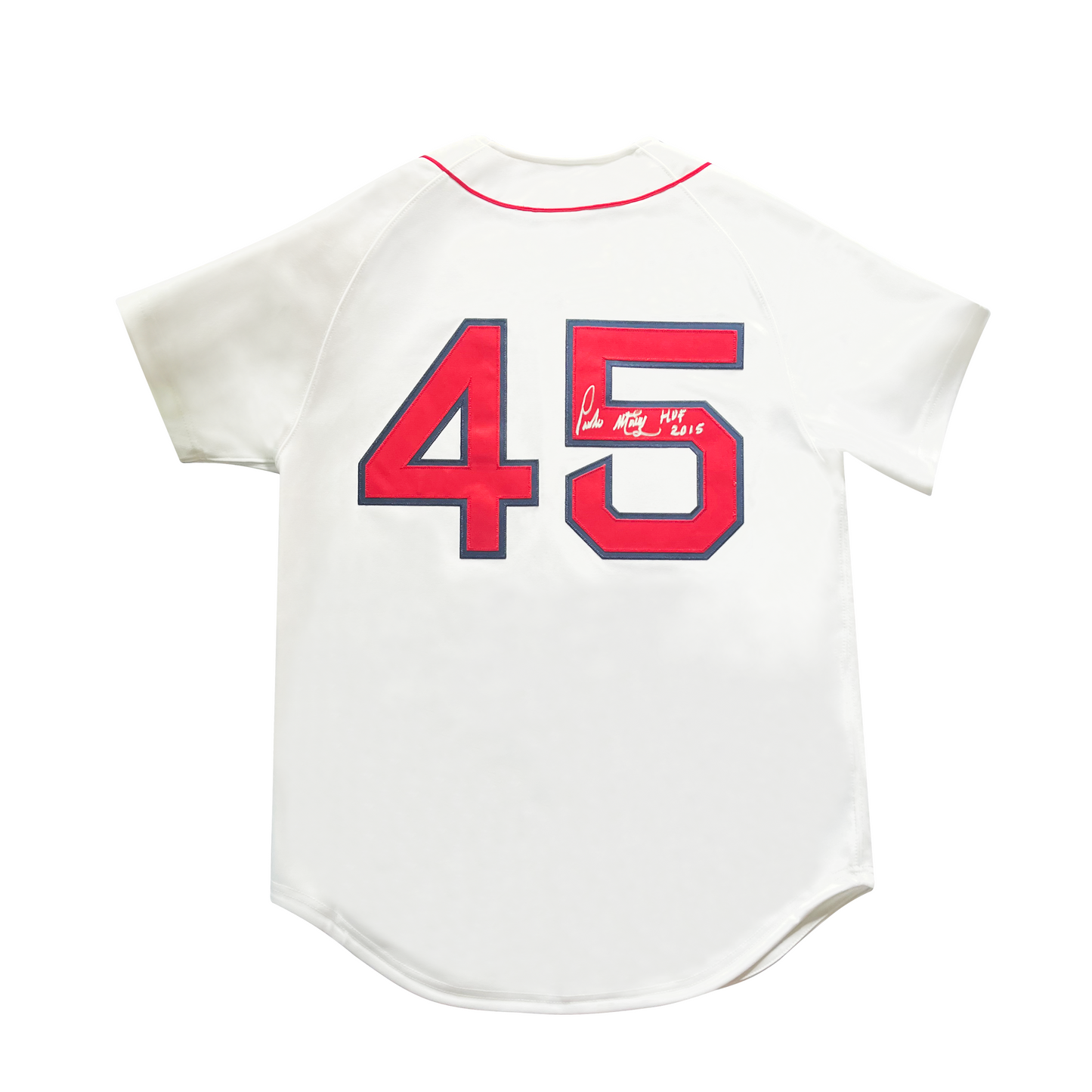 Authentic and Autographed Pedro Martinez Red Sox Mitchell & Ness Jersey